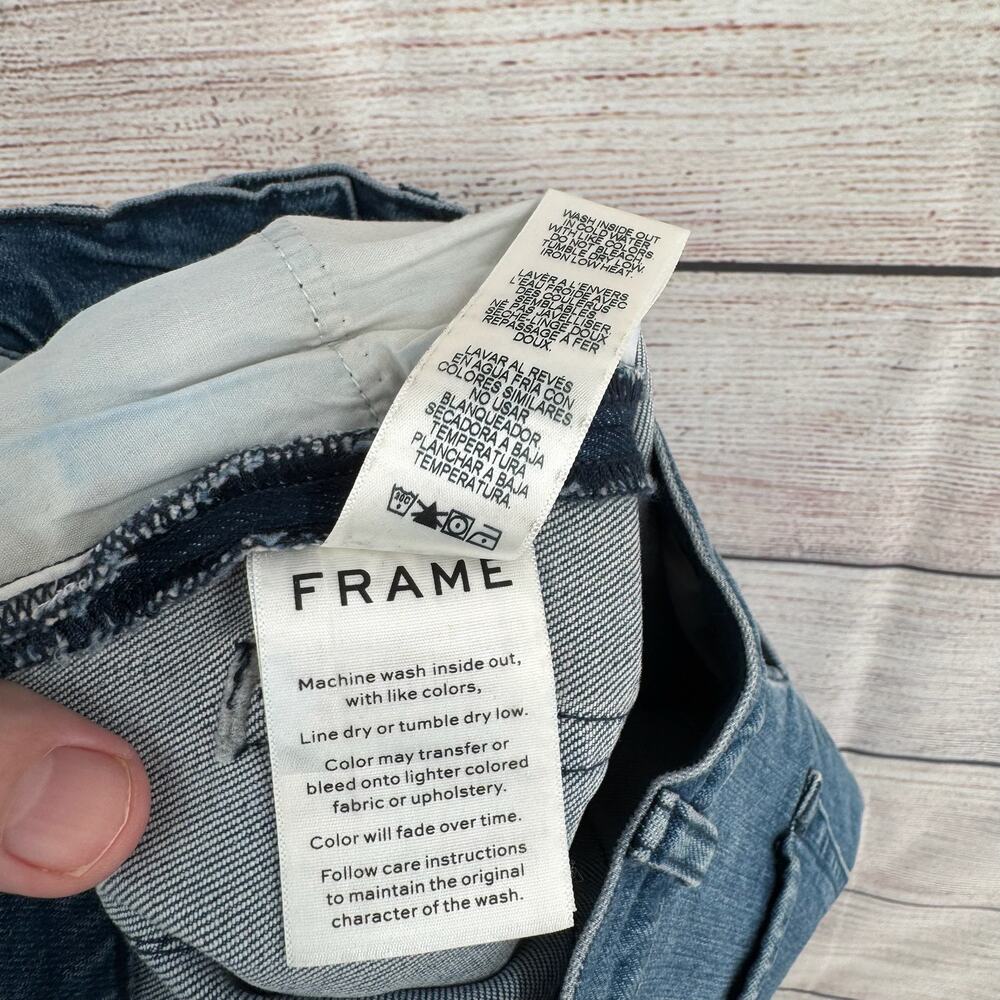 FRAME Snap Front Denim Mini Skirt Womens 25 Blue Medium Wash Denim - Picture 7 of 9